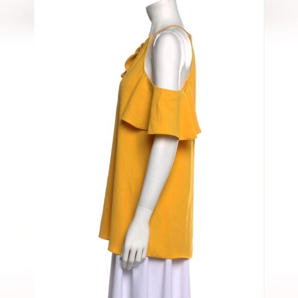 Halston Heritage  Cold Shoulder Blouse in Mustard NWT - Picture 2 of 4
